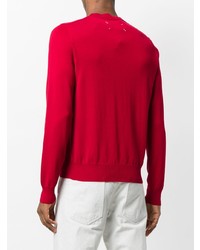 Мужской красный свитер с круглым вырезом от Maison Margiela