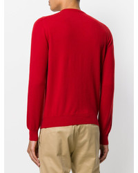 Мужской красный свитер с круглым вырезом от Malo
