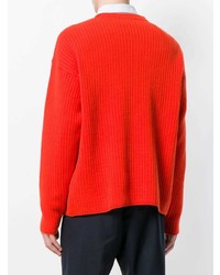 Мужской красный свитер с круглым вырезом от AMI Alexandre Mattiussi