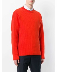 Мужской красный свитер с круглым вырезом от AMI Alexandre Mattiussi