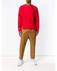 Мужской красный свитер с круглым вырезом от Ambush