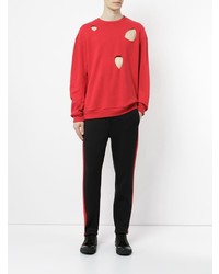 Мужской красный свитер с круглым вырезом от Yoshiokubo
