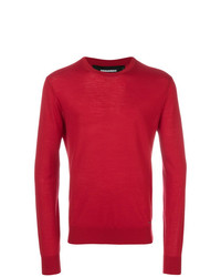 Мужской красный свитер с круглым вырезом от DSQUARED2