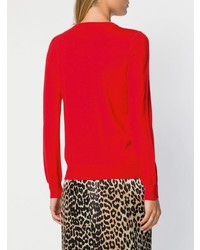 Женский красный свитер с круглым вырезом от Love Moschino