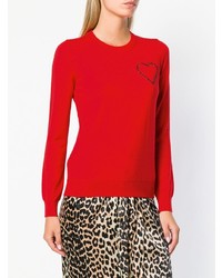 Женский красный свитер с круглым вырезом от Love Moschino