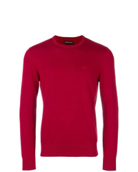 Мужской красный свитер с круглым вырезом от Emporio Armani