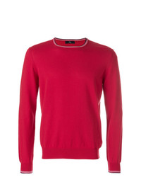 Мужской красный свитер с круглым вырезом от Fay