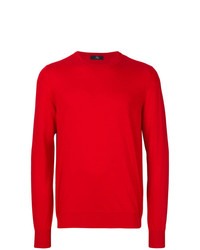 Мужской красный свитер с круглым вырезом от Fay