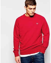 Мужской красный свитер с круглым вырезом от Fred Perry