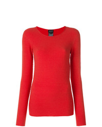 Женский красный свитер с круглым вырезом от Giorgio Armani