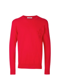 Мужской красный свитер с круглым вырезом от Givenchy