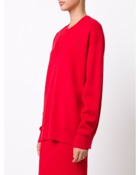 Женский красный свитер с круглым вырезом