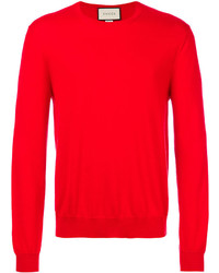 Мужской красный свитер с круглым вырезом от Gucci