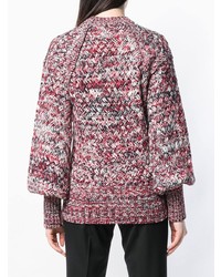 Женский красный свитер с круглым вырезом от Self-Portrait