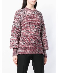 Женский красный свитер с круглым вырезом от Self-Portrait