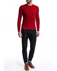Мужской красный свитер с круглым вырезом от Lacoste