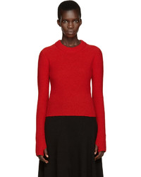 Женский красный свитер с круглым вырезом от Lemaire