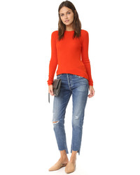 Женский красный свитер с круглым вырезом от Vince