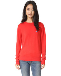 Женский красный свитер с круглым вырезом от MAISON KITSUNE