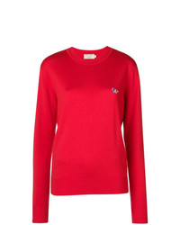Женский красный свитер с круглым вырезом от MAISON KITSUNE