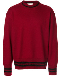 Мужской красный свитер с круглым вырезом от Marni