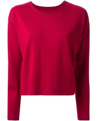 Женский красный свитер с круглым вырезом от MM6 MAISON MARGIELA
