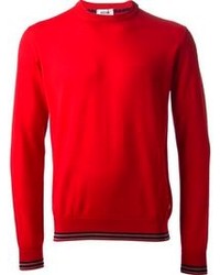Мужской красный свитер с круглым вырезом от Moschino