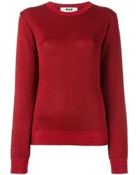 Женский красный свитер с круглым вырезом от MSGM