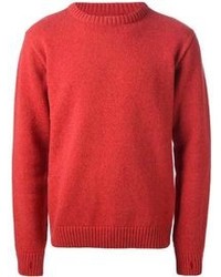 Мужской красный свитер с круглым вырезом от Oliver Spencer