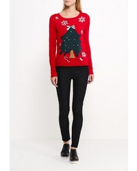 Женский красный свитер с круглым вырезом от Only