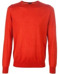 Мужской красный свитер с круглым вырезом от Paolo Pecora