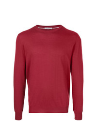 Мужской красный свитер с круглым вырезом от Paolo Pecora