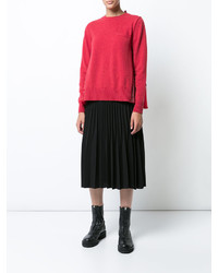 Женский красный свитер с круглым вырезом от Sacai