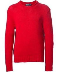 Мужской красный свитер с круглым вырезом от Polo Ralph Lauren