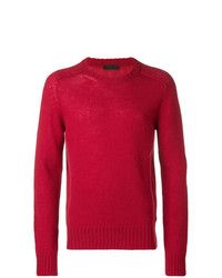 Мужской красный свитер с круглым вырезом от Prada