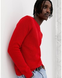 Мужской красный свитер с круглым вырезом от Pull&Bear