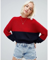 Женский красный свитер с круглым вырезом от Pull&Bear