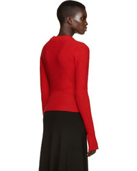 Женский красный свитер с круглым вырезом от Lemaire