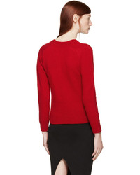 Женский красный свитер с круглым вырезом от Saint Laurent