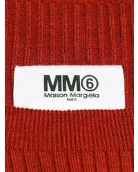 Женский красный свитер с круглым вырезом от MM6 MAISON MARGIELA