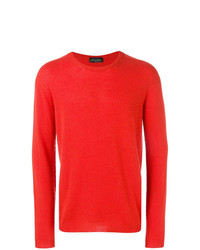 Мужской красный свитер с круглым вырезом от Roberto Collina
