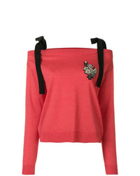 Женский красный свитер с круглым вырезом от Rochas