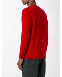 Мужской красный свитер с круглым вырезом от Drumohr