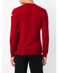 Мужской красный свитер с круглым вырезом от Moncler