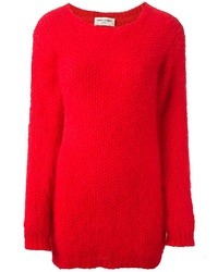 Женский красный свитер с круглым вырезом от Saint Laurent