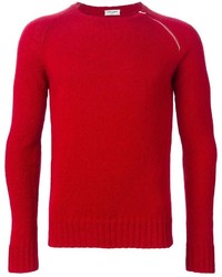 Мужской красный свитер с круглым вырезом от Saint Laurent