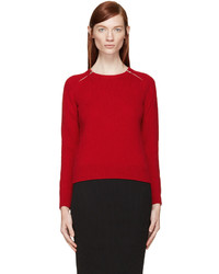 Женский красный свитер с круглым вырезом от Saint Laurent