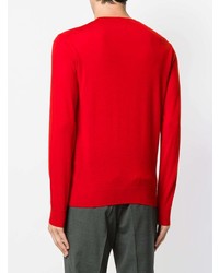 Мужской красный свитер с круглым вырезом от Versace