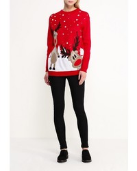 Женский красный свитер с круглым вырезом от Stella