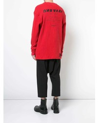 Мужской красный свитер с круглым вырезом от Unravel Project